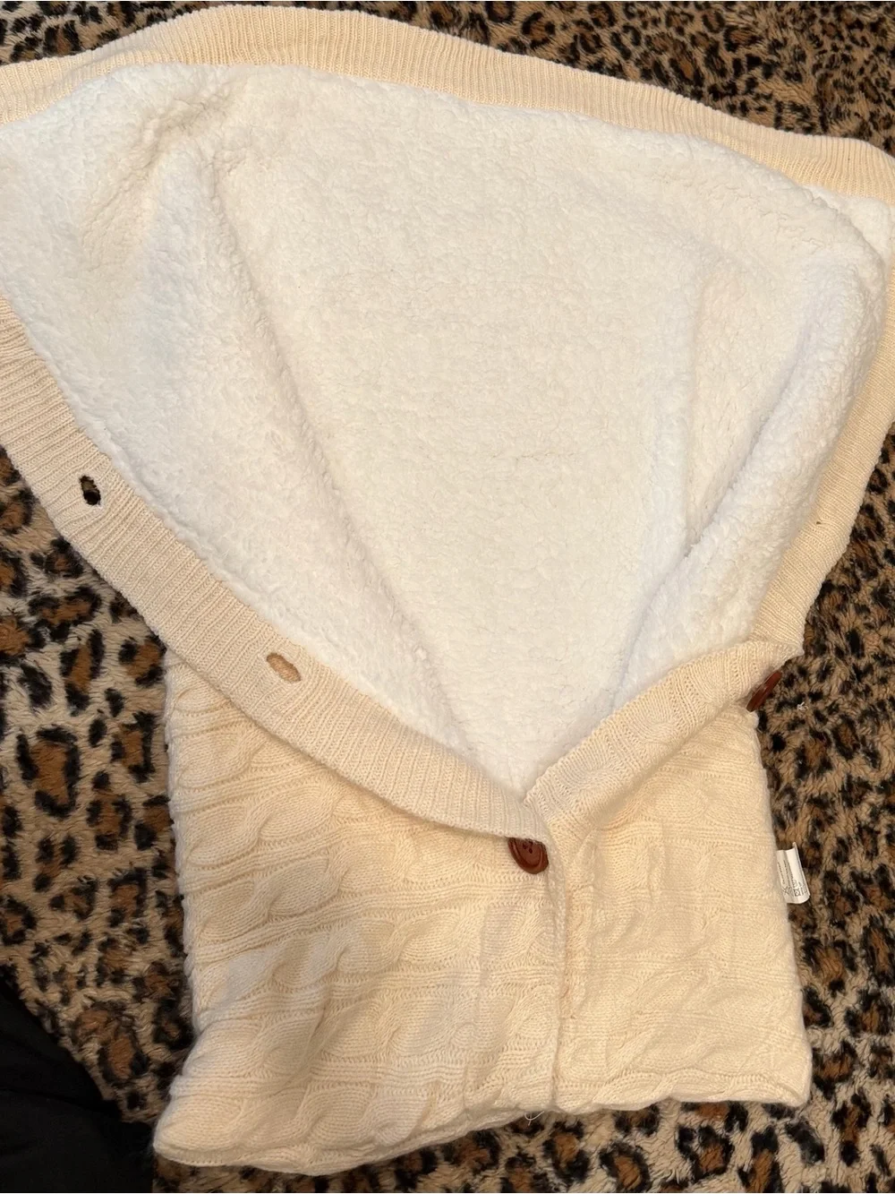 Cream Cable Knit Button-Front baby sleep sack/blanket